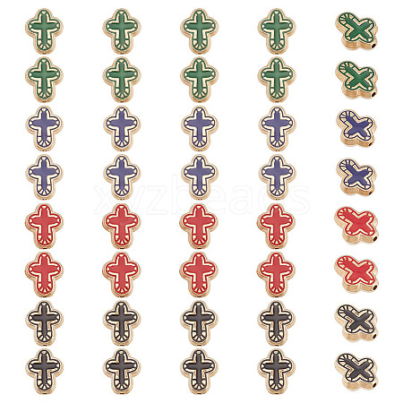 40Pcs 4 Colors Golden Alloy Enamel Beads FIND-GO0003-30-1