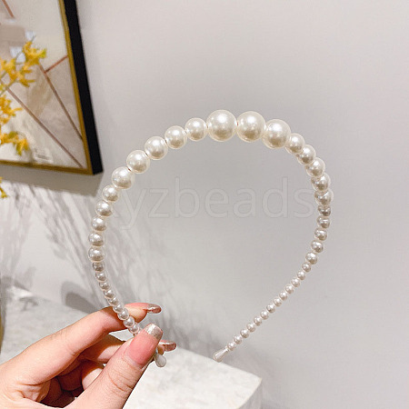 Plastic Imitation Pearls Hair Bands OHAR-PW0007-19C-1