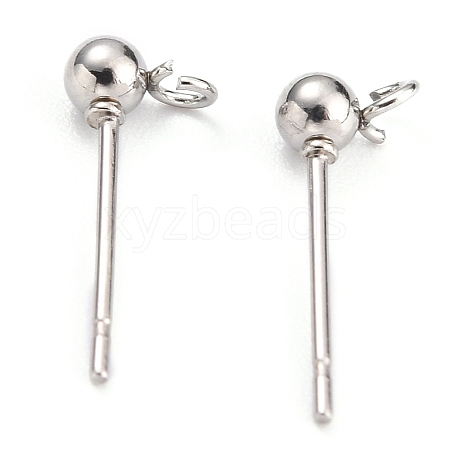 304 Stainless Steel Ball Post Stud Earring Findings X-STAS-Z035-03P-1