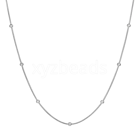 Stainless Steel Beaded Snake Bone Chain Necklace for Girls LO8712-2-1