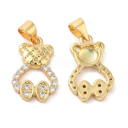 Brass Micro Pave Cubic Zirconia Pendants KK-M249-15G-1