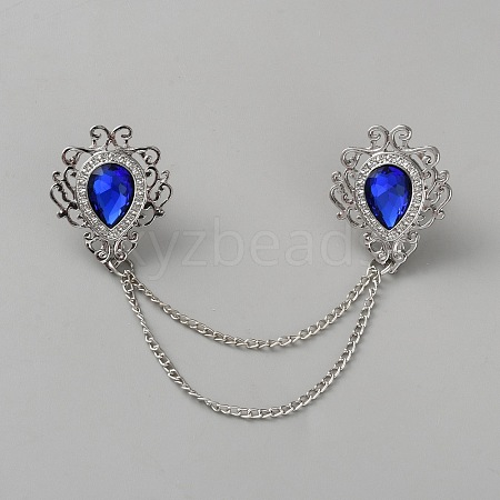 Zinc Alloy Rhinestone Chain Collar Pin Brooches JEWB-WH0816-010P-01-1