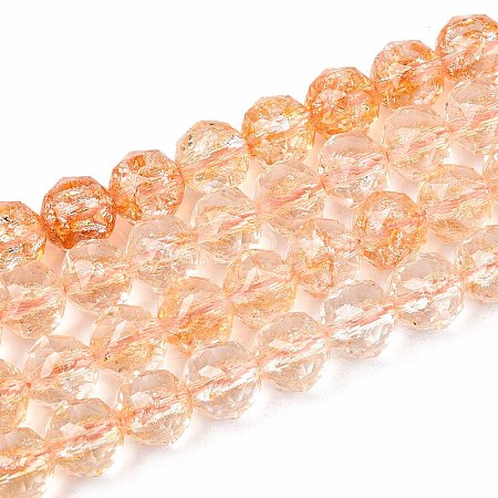 Crackle Transparent Glass Beads Strands GLAA-N063-8mm-07-1