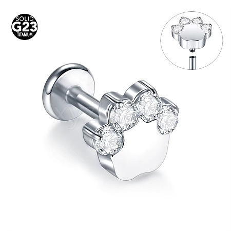 G23 Titanium Micro Pave Clear Cubic Zirconia Cartilage Earrings WG0DE3D-16-1