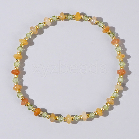 Beach Vacation Style Natuarl Prehnite & Red Aventurine Jade Beaded Stretch Bracelet Women RO9590-3-1