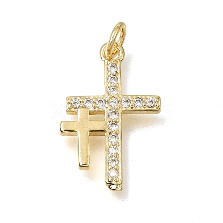 Brass Micro Pave Clear Cubic Zirconia Pendants CU-CBA9883-05D-G-1