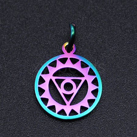 Chakra Theme Ion Plating(IP) 201 Stainless Steel Charms STAS-T054-JN403Q-5-1