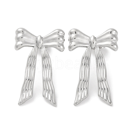 304 Stainless Steel Bowknow Stud Earrings EJEW-D281-14S-1