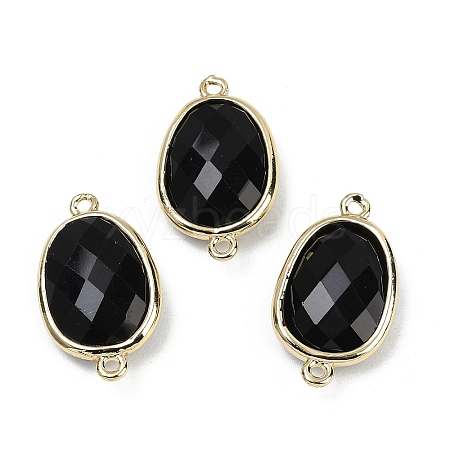 Natural Obsidian Faceted Connector Charms G-K347-11G-16-1