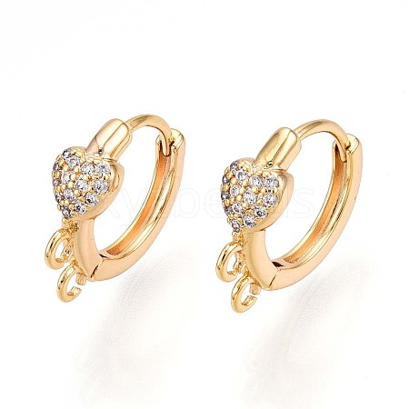 Brass Micro Pave Cubic Zirconia Hoop Earring Finding KK-N261-45G-1