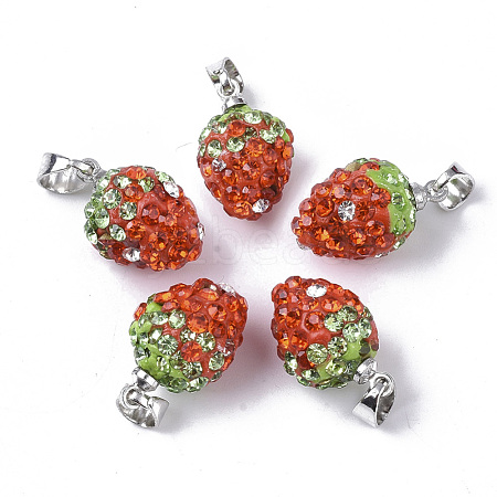 Polymer Clay Rhinestone Pendants RB-S055-39I-1