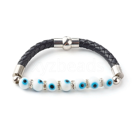 Handmade Lampwork Evil Eye Beaded Bracelets BJEW-JB06379-03-1