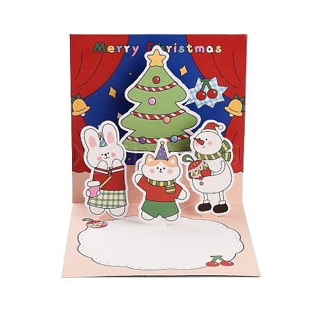 Square 3D Pop Up Paper Greeting Card AJEW-P123-A04-1