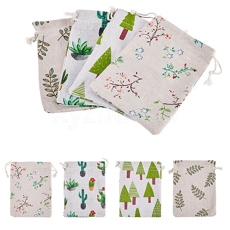 20Pcs 4 Styles Polycotton(Polyester Cotton) Packing Pouches Drawstring Bags ABAG-TA0002-09-1