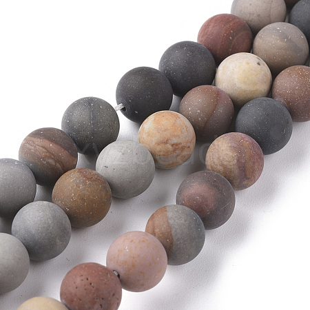 Natural Ocean Jasper Beads Strands G-F668-27-8mm-1