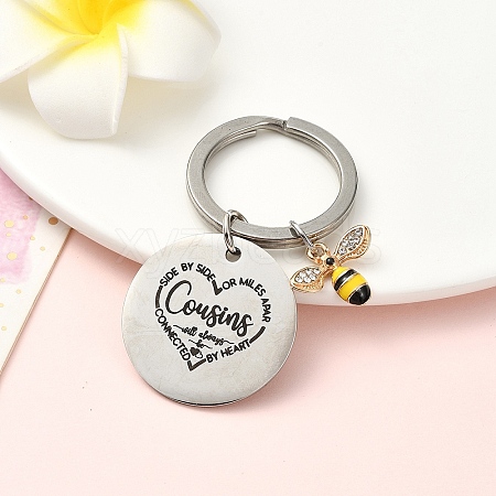 Alloy Rhinestone & 201 Stainless Steel Keychain KEYC-YW00091-05-1
