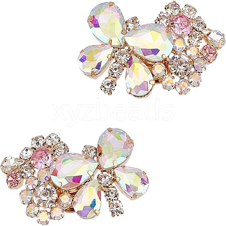 2Pcs Butterfly Alloy Glass Rhinestone Shoe Decoration FIND-AR0005-01C-1
