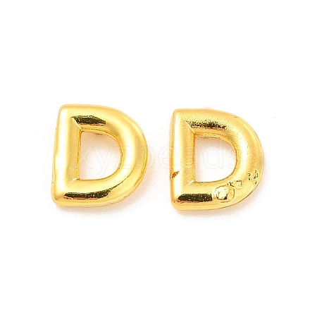 Brass Hollow Out Initial Letter Stud Earrings for Women EJEW-A044-01G-D-1