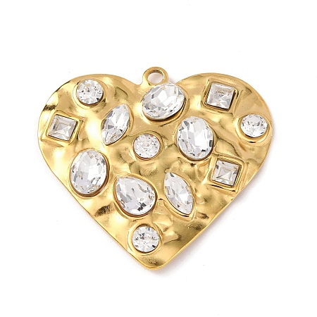 304 Stainless Steel Cubic Zirconia Pendants X-STAS-Z182-07G-01-1