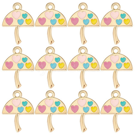 SUNNYCLUE 30Pcs Umbrella with Heart Alloy Enamel Pendants ENAM-SC0002-98-1