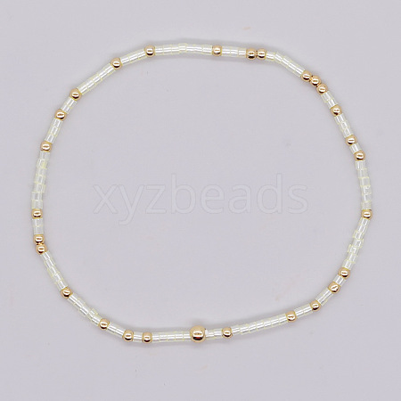 Bohemian Style Rainbow Glass & Brass Beaded Handmade Fashion Women's Bracelet QD2599-20-1