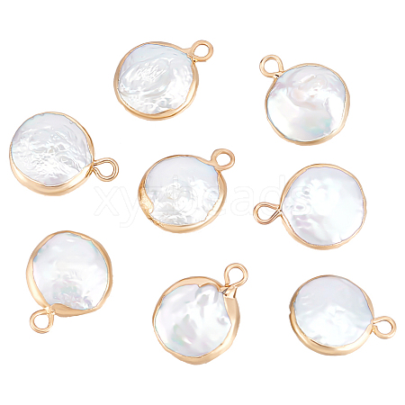 BENECREAT 6Pcs Long-Lasting Plated Natural Keshi Pearl Brass Pendants FIND-BC0005-70B-1