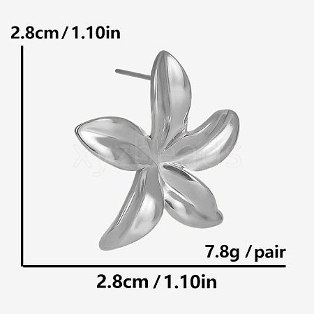 304 Stainless Steel European and American Flower Stud Earrings FB3298-1-1