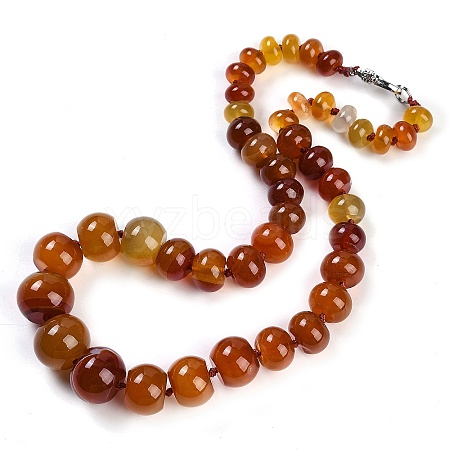 Natural Red Agate Rondelle Graduated Beaded Necklaces for Women Men NJEW-K388-02S-1