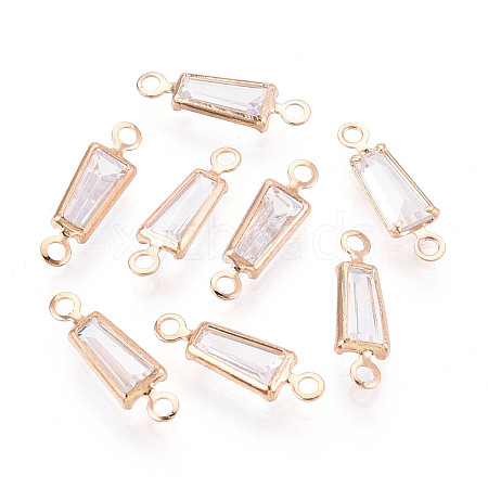 Brass Pave Clear Cubic Zirconia Links/Connector Charms ZIRC-T017-08KCG-1