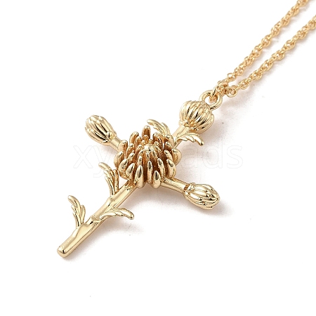 304 Stainless Steel Cross with Flower Pendant Necklaces for Women NJEW-A020-03K-G-1