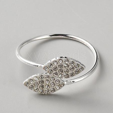 Leaf Alloy Rhinestone Napkin Rings AJEW-WH0766-46-1