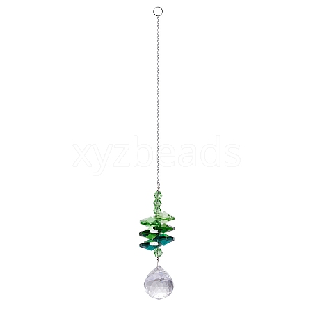 Glass Octagonal Beads Hanging Ornaments PW-WGDE37A-03-1