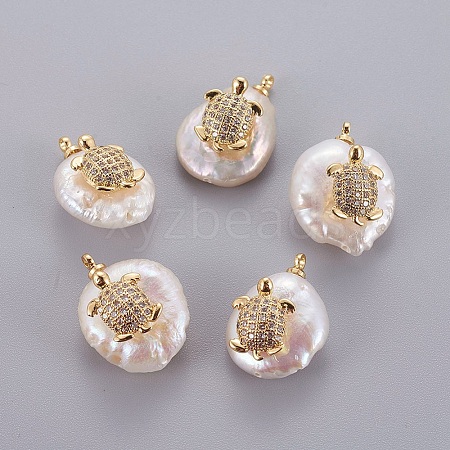 Natural Cultured Freshwater Pearl Pendants PEAR-J004-30G-1