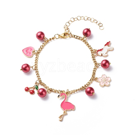 Alloy Enamel Charm Bracelets BJEW-JB08707-03-1