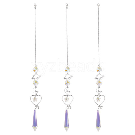 3Pcs Alloy Planet Moon Hanging Ornaments HJEW-TA00367-1