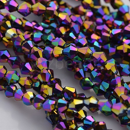 Faceted Bicone Electroplate Glass Beads Strands EGLA-P016-4mm-F03-1