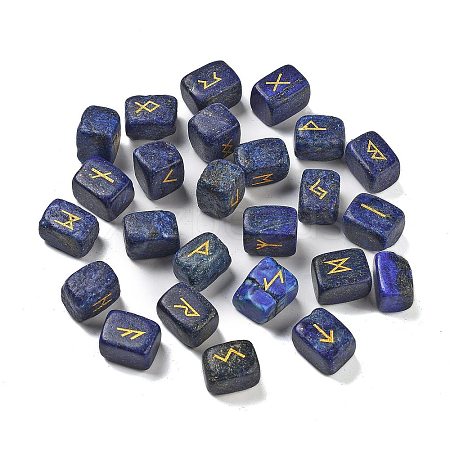 Rectangle Natural Lapis Lazuli Rune Stones G-Z059-01E-1