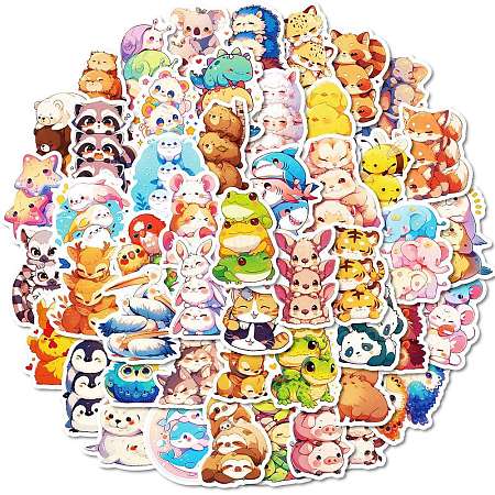 50Pcs PP Plastic Animals Sticker PW-WG98F2E-01-1