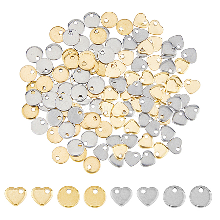 DICOSMETIC 120Pcs 2 Styles 2 Colors 201 Stainless Steel Stamping Blank Tag Pendants STAS-DC0015-77-1