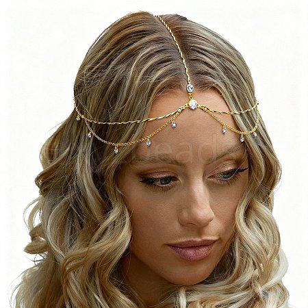 Alloy with Rhinestone Hair Chain DIY-WH20058-11G-1