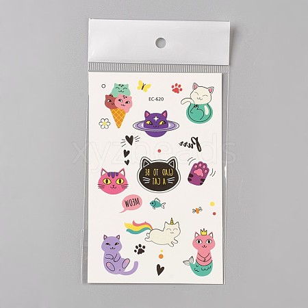 Removable Kitten Temporary Tattoos AJEW-WH0061-B09-1