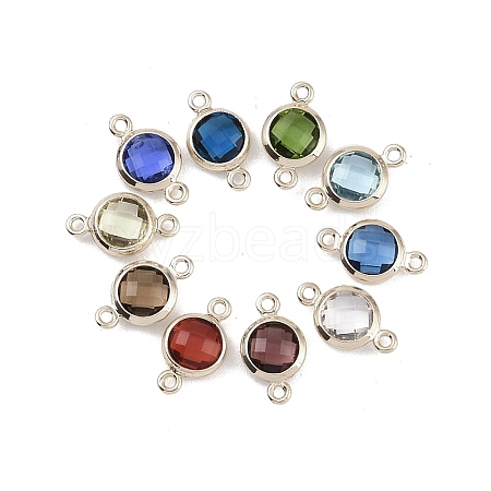 Brass Pave Cubic Zirconia Connector Charms KK-K351-29G-1