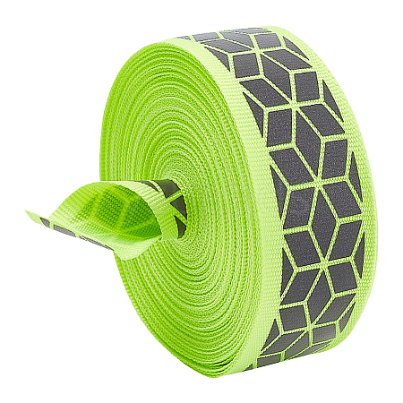 BENECREAT 10M Flat Reflective Polyester Grosgrain Ribbon OCOR-BC0006-19A-1