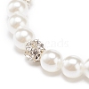 ABS Plastic Pearl & Brass Round Beaded Stretch Bracelet with Clear Rhinestone for Women BJEW-JB08523-02-4