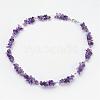 Natural Gemstone Chips Necklaces NJEW-JN01795-2