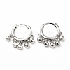 Brass Round Beads Dangle Hoop Earrings for Women EJEW-A079-07P-1