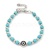 304 Stainless Steel & Synthetic Turquoise Round Beaded Bracelets for Women BJEW-G717-10-2