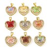 Rack Plating Brass Micro Pave Clear Cubic Zirconia Pendants ZIRC-L100-155G-1