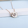 Roman Numerals Natual Shell Interlocking Rings Pendant Necklace with Stainless Steel Cable Chains PT5886-2