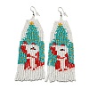 Boho Seed Bead Christmas Father Tassel Earrings EJEW-Q380-03C-1